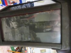 An antique Wolverhampton interest hall lantern, metal framed holding six glass photographic scenes