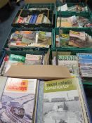 A large quantity in several trays of railway and model railway magazines etc (trays not included)