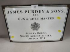 A James Purdy & Sons enamel advertising sign, approx. 40 x 26 cm
