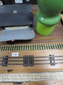 A small quantity of railway track on board, a finial from a trolley bus etc