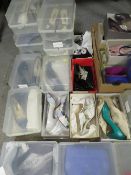 A large quantity of ladies shoes to include Roland Cartier, Sorina, Carvela and a couple of matching