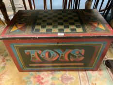 A vintage painted pine blanket box W 76 cm
