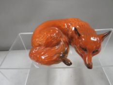 A Beswick curled up fox