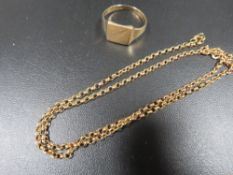 A hallmarked 9 carat gold ring together with a 9 carat gold chain approx. combined weight 8g