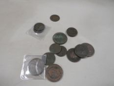 A collection of 18th & 19th century trade tokens, to include Druids head types
