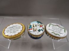 Three Bilston & Battersea Halcyon Days enamel boxes