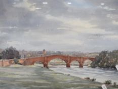 Ernest Glaister (1903-1973) Lazonby Bridge River Eden watercolour, signed and titled on the reverse,