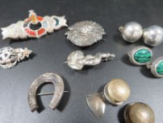 A selection of hallmarked silver and white metal jewellery to include a Scottish style white metal