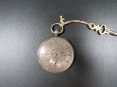 A ladies silver cased Victorian pocket watch with unusual silver dial