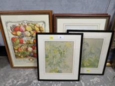 Five assorted pictures and prints to include a pair of fairy pictures by Daphne Allen. (5)