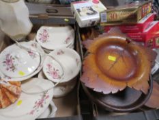 Two trays of sundries to include treen and ceramics