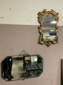 Two gilt mirrors with two Art Deco mirrors. (4)