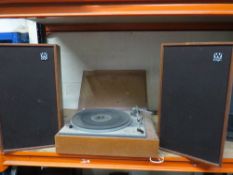 A retro Goldring Lenco GL75 record player and two Wharfedale speakers (3 items) House clearance