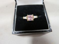 A hallmarked 9ct gold gem set ring, size L