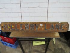 A cast iron antique street sign 'HILLERBY LANE'