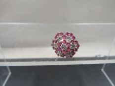 A hallmarked 9ct gold ruby & diamond cluster ring, size L, weight approx 3.5 g