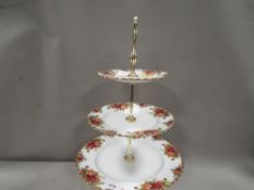 A Royal Albert Old Country Roses triple cake stand