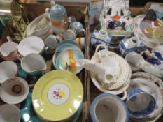 Three trays of assorted ceramics etc to include Imari style plates etc