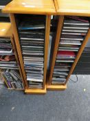 Three small honey pine effect CD holder with CDs