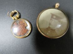 A 9ct gold hallmarked double sided locket plus a rolled gold example