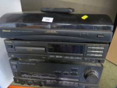 A Technics stackable stereo system with a Sherwood turntable
