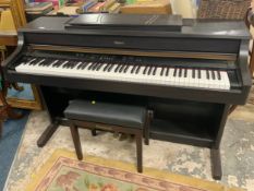 A Roland HP107e electric keyboard with stool - House clearance