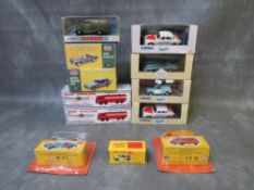 TWELVE BOXED DIE CASE VEHICLES, to include two Dinky 943 Leyland octopus Esso tankers, Atlas Dinky