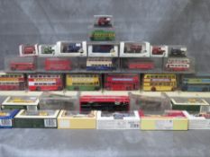 FIFTEEN DIECAST BUSES AND COACHES BY CORGI, EFE ETC., together with eight Oxford diec cast 1:76