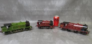 THREE UNBOXED O GAUGE LOCOMOTIVES, LMS 2180 4-4-2, LMS 70 0-4-0, LNER 4-4-2, all 3 rail