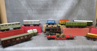 O GAUGE JOB LOT, to include unboxed Jupiter locomotive 1902, seven boxed carriages / rolling