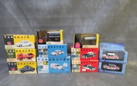 ELEVEN BOXED VANGUARD DIE CAST TRUCKS AND CARS, to include two VA08904 Austin 2200 Staffordshire