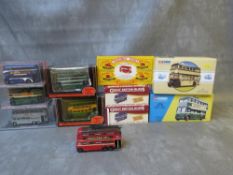 A COLLECTION OF TEN BOXED DIE CAST VEHICLES, to include Corgi Classic Nottingham trolley bus,