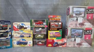 MIXED TRAY OF BOXED CORGI DIE CAST VEHICLES, to include two Cafe Collection vehicles CC10501 and