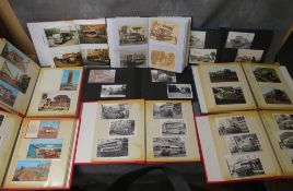 SEVEN ALBUMS OF POSTCARDS / PHOTOGRAPHS OF BUSES, coaches, trams, trolley buses and trains, to
