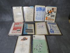 FIVE ALBUMS CONTAINING VINTAGE FOOTBALL PROGRAMMES, some from the late 1950s, some autographed,