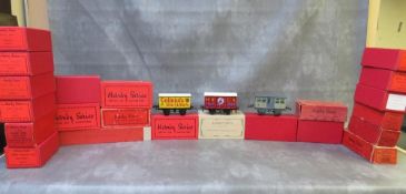 TWENTY TWO BOXED O GAUGE MAINLY HORNBY PIECES OF ROLLING STOCK, to include brake van Pullman