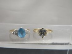 Two hallmarked 9ct gold dress rings, both size O, total weight approx. 3.7 g