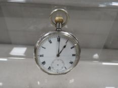 An antique silver cased mens pocket watch by Zenith