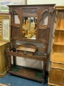 A heavily carved oak Victorian hallstand H 197 cm W 123 cm