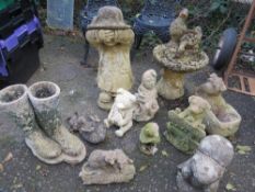 A selection of concrete garden ornaments