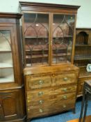 A 19th century mahogany glazed secretaire bookcase, having a fully fitted secretaire drawer,