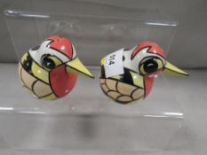 A pair of Lorna Bailey caricature bird cruets