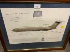 A 101 squadron signed aviation print together with two small Locomotive mirrors. (3)