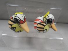 A pair of Lorna Bailey caricature bird cruets