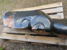 A large stone type statue of a tribal head - H 120 cm, W 40 cm