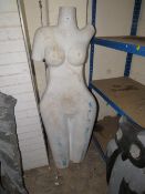 A large white stone statue of a nude lady - H 130 cm, W 50 cm