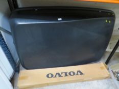 A car roof box (no key) and a boxed Volvo roof rack