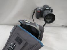 A Nikon d80 camera in bag