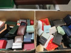 Two boxes of antique and vintage jewellery presentation boxes to include examples for rings,
