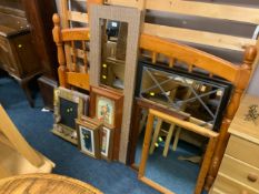 A collection of assorted mirrors and prints (12)